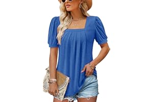 CHICZONE Women Short Sleeve Summer Tunic Tops Square Neck Trendy Shirt Dressy Casual Classic Tshirts Blouse