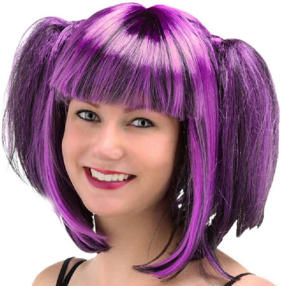 Folat 26741 Purple Manga Wig with Braids, One Size