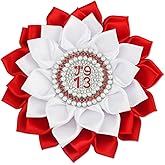 MKISWIN Sorority Flower Brooch Pin for Women Sorority Paraphernalia Gift Pearl Crystal Corsage with Red Elephant Sisterhood Jewelry for Soror