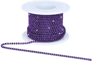 Dropower Crystal Rhinestone Close Chain Trim,10 Yards/Roll of 2mm Rhinestone Banding Claw Cup Chain for Sewing Crafts, DIY Decoration, Jewelry, Clothing, Shoes Dark Purple