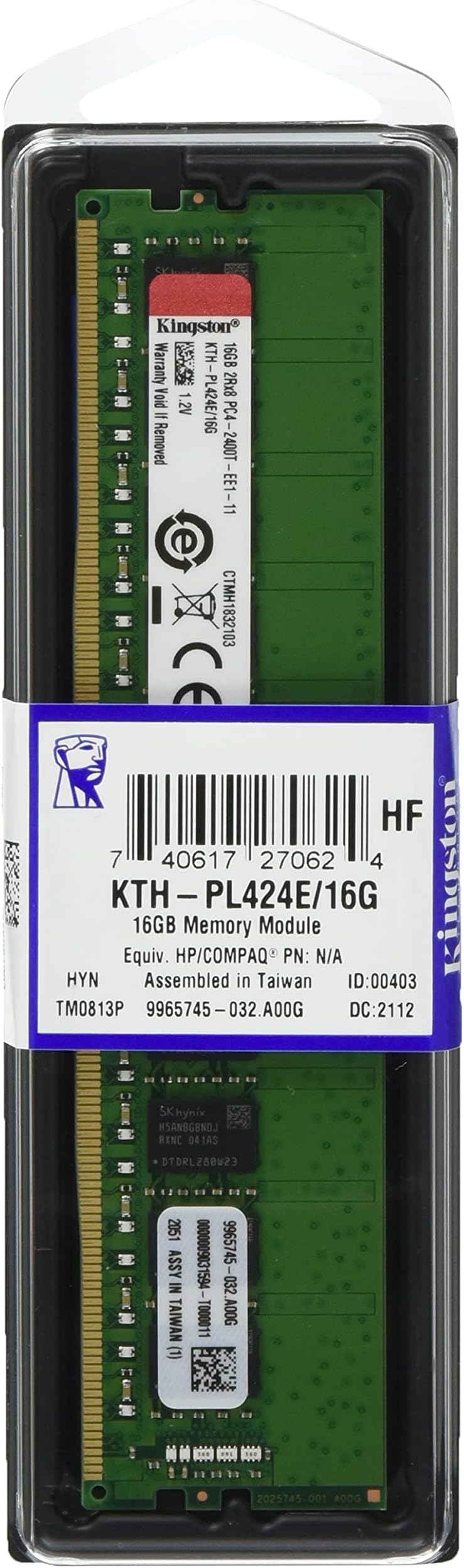 Kingston 16GB DDR4 ECC Memory Module PL424E 2400MHz