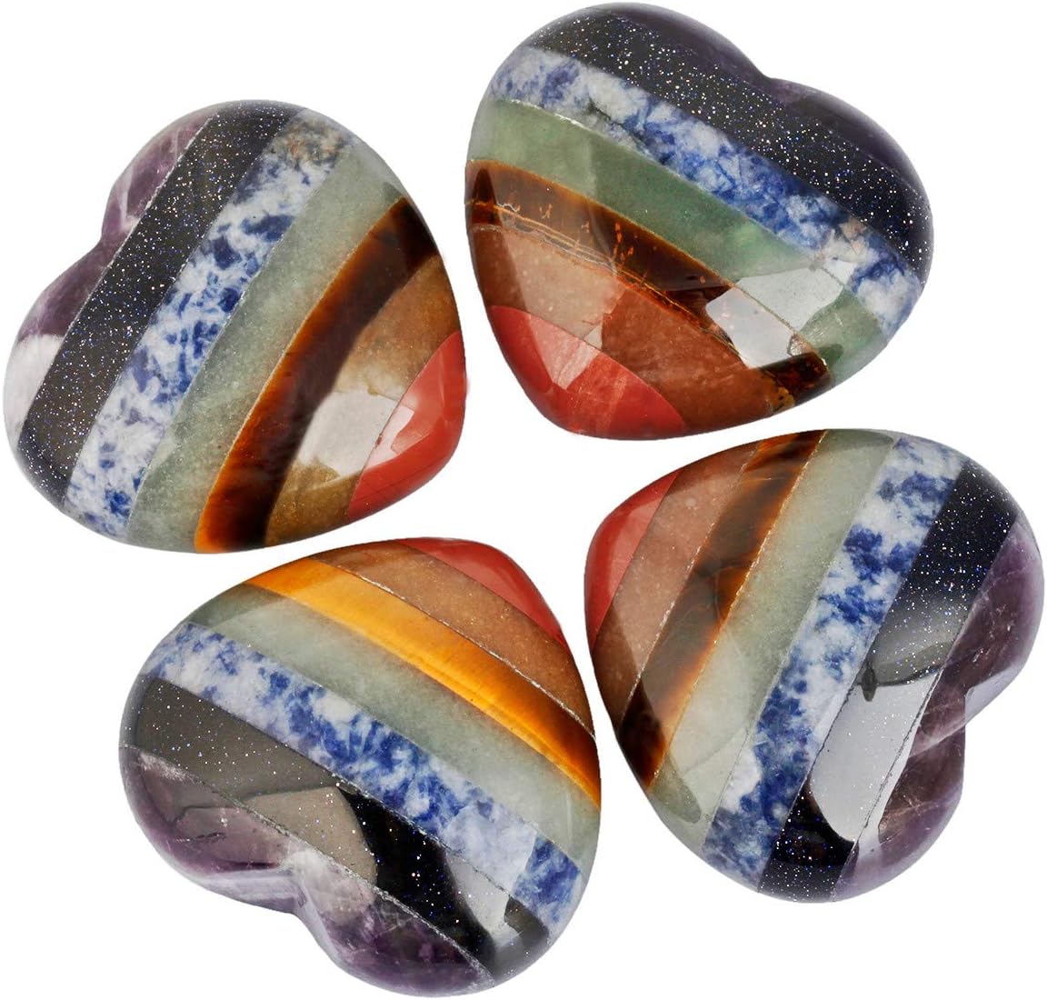 KYEYGWO 7 Chakra Stone Puff Heart Healing Crystals Love Stone - Image 4