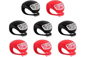 AWPEYE 8 Pack Bicycle Light, Silicone LED Bike Light Set, 4 PCS Bike Headlight and 4 Pcs Taillight (Red & White)-Multi-Purpose Waterproof