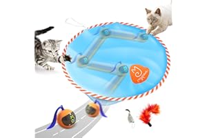 Migipaws Interactive Cat Ball Toy Set, Fun Tracker, Glowing Chase Ball with MystiChaser Pouch, Fluffy Tail, A Small Mice (Orange)