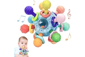 Accevo Baby Teething Toys Silicone Baby Teether Toys for 6-12 Months Chew Toys for Sucking Needs, Baby Teether for Soothing Sore Gum Montessori Toys for Babies Baby Shower Gifts for Newborn