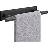 NearMoon Self Adhesive Hand Towel Holder/Towel Ring, Stainless Steel Hand Towel Bar Rustproof Stick on Wall-Towel Rack for Bathroom/Kitchen, Sticky and Wall Mounted (1, Matte Black)
