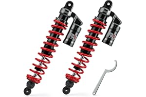 RKV86 Adjustable 410mm Front Air Shock Absorbers, CNC Machining Process, Fit for Honda Sportrax TRX400EX 1999-2008, TRX450ER 2006-2014, TRX450R 2006-2012 ATV (1 Pair, Red)