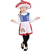 Gentle-Hearted Garden Gnome Costume Dress for Toddler Girl's - Kid's Mushroom Dress & Mushroom Hat Accessory