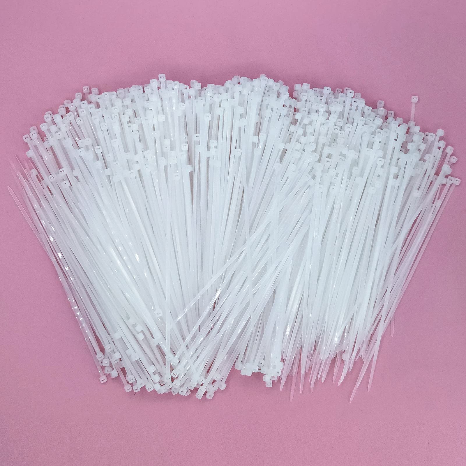 YAMXIN 1000 Pcs Small Cable Ties, White, 120mm x 2.5mm, Mini Nylon Zip Ties for Wire and Cord Management, Self-Locking Plastic Ties for Home, Office, PC, and Electronics — image 1