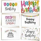 Seymour Butz Happy Birthday Cards Bulk with Envelopes - 120 Happy Birthday Card Pack with 6 Designs, Craft Paper Envelopes and Labels | Assorted Birthday Cards Box Set