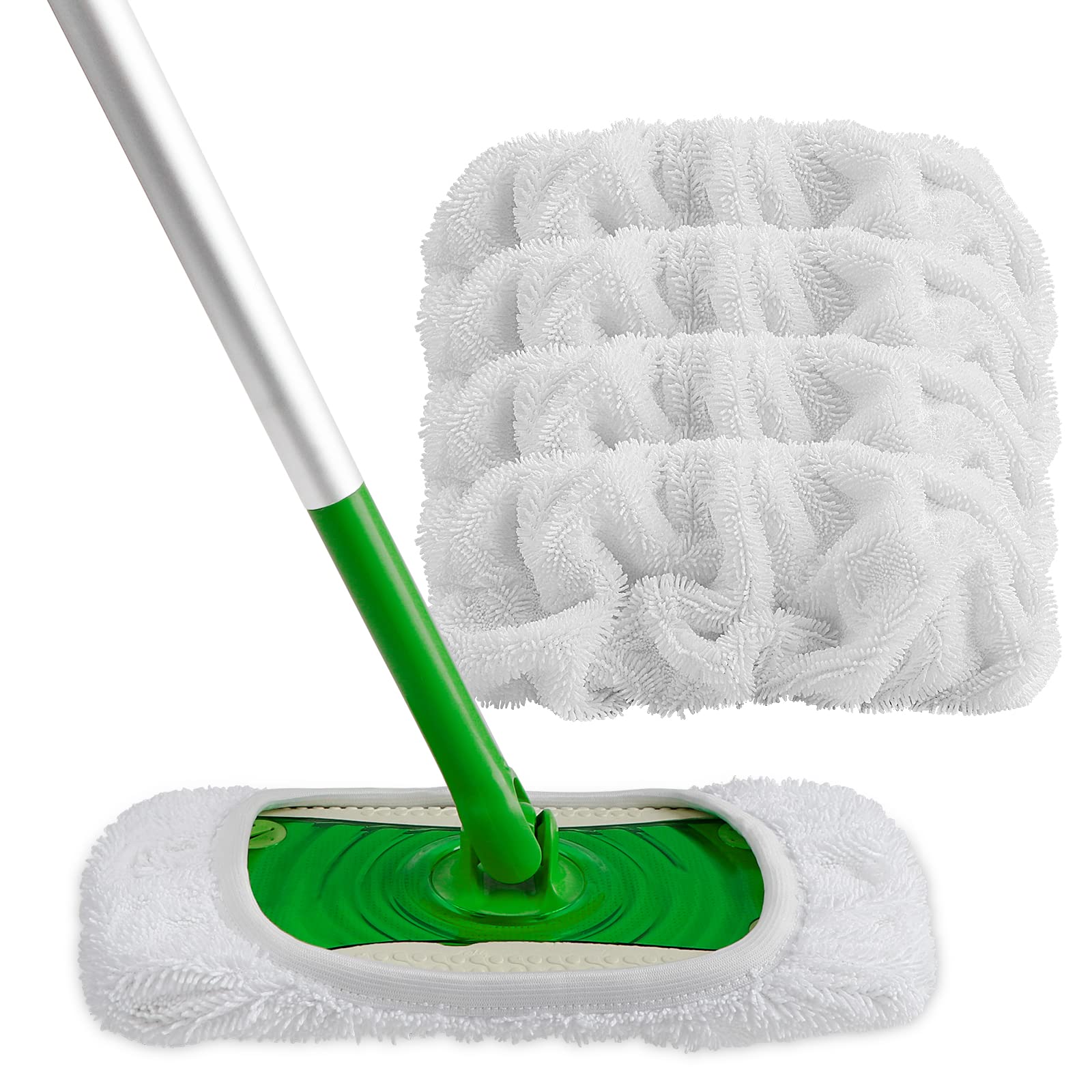 HOMEXCEL Reusable Microfiber Mop Pads Compatible with Flash Speedmop, 4 PCS Machine Washable Microfiber Pads Refills, Wet Dry Cleaning Mop Head Replacements for Any Floor Types
