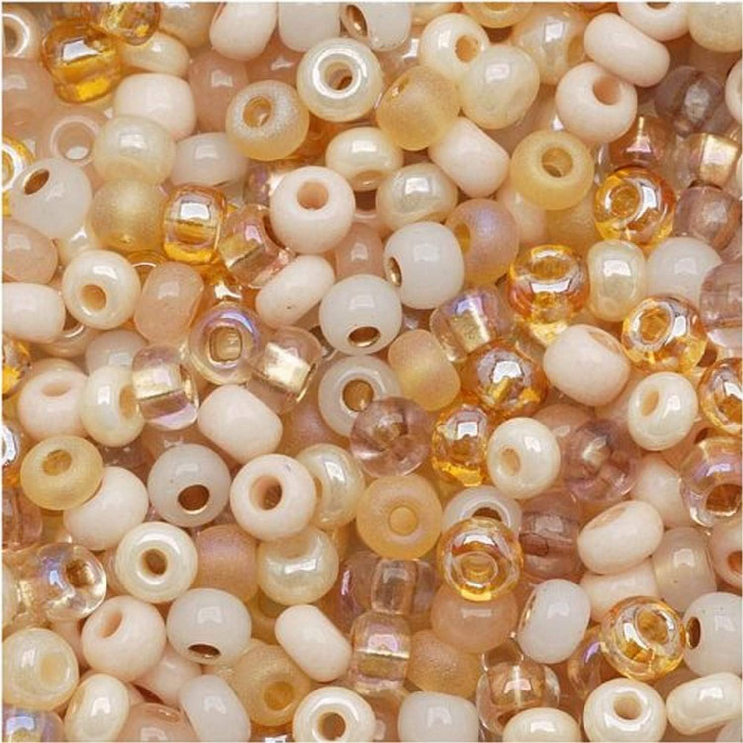 Jablonex Czech Seed Beads Mix, 1-Ounce, Size 6/0, Saharan Sands Cream Tan