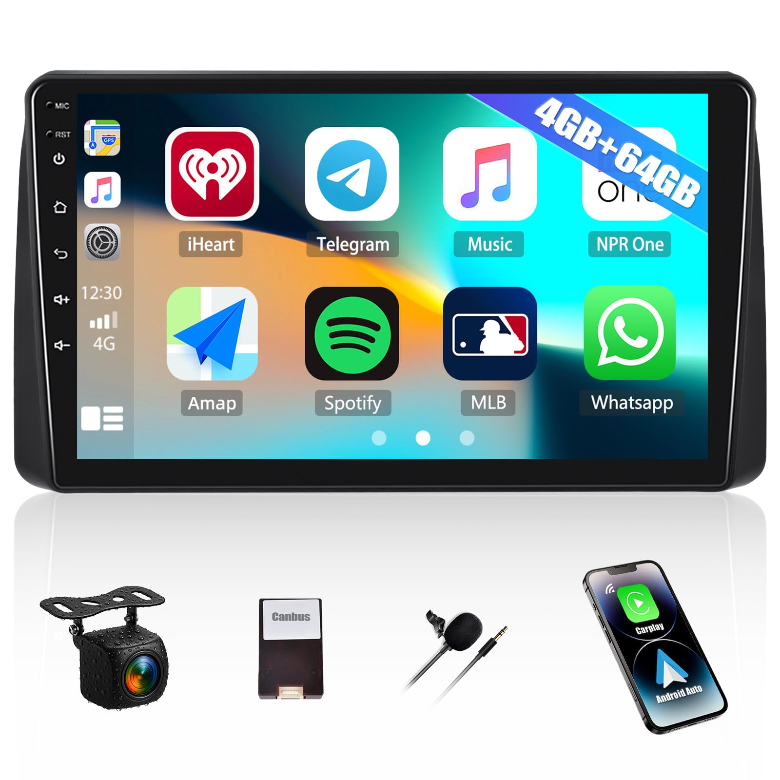 Photo 1 of 4+64GB Android 13 Car Stereo Radio for Dodge Grand Caravan Chrysler Town and Country with Wireless Carplay Android Auto 9" Touch Screen Car Radio with Bluetooth 5.0 32EQ GPS WiFi FM HD Backup Camera
