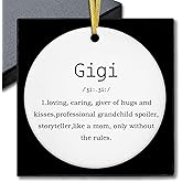 fZSZSD Gigi Gifts Ornaments, Mother's Day Birthday Gifts for Grandma from Grandkids Grandchildren Ceramic Ornament Keepsake, Gigi Definition Hanging Ornaments for Christmas Tree Decoration