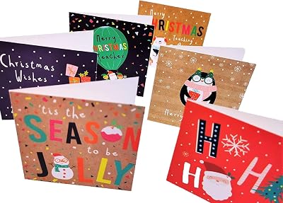 YLAB 30 Mini Christmas Cards for Children with Envelopes – Fun Designs
