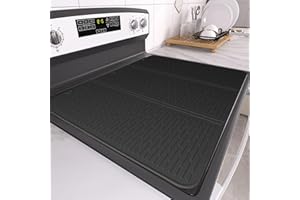 YUHFERA Stove Top Cover for Electric Stove - Foldable Glass Top Stove Cover Protector,Ceramic Flat Top Stove Cover, Induction Cooktop Protector, Oven Cover, 28" x 20" Dish Drying Mat (Black)