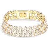 Elfgrass 14K Gold Plated Women’s Tennis Bracelet – Sleek CZ Line Bracelet, Fits 6.0"–7.2" Wrist – Sparkly Everyday Jewelry Gift, Contemporary Tennis Bracelets for Women
