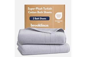 Brooklinen Super-Plush Turkish Cotton Bath Sheets - Set of 2 - Cotton, 820 GSM, Highly Absorbent, Machine Washable, Perfect for Home & Bathroom (40" x 65", Smoke Grey)