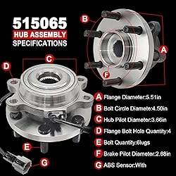Pair 515065 4WD Front Wheel Bearing Hub Assembly