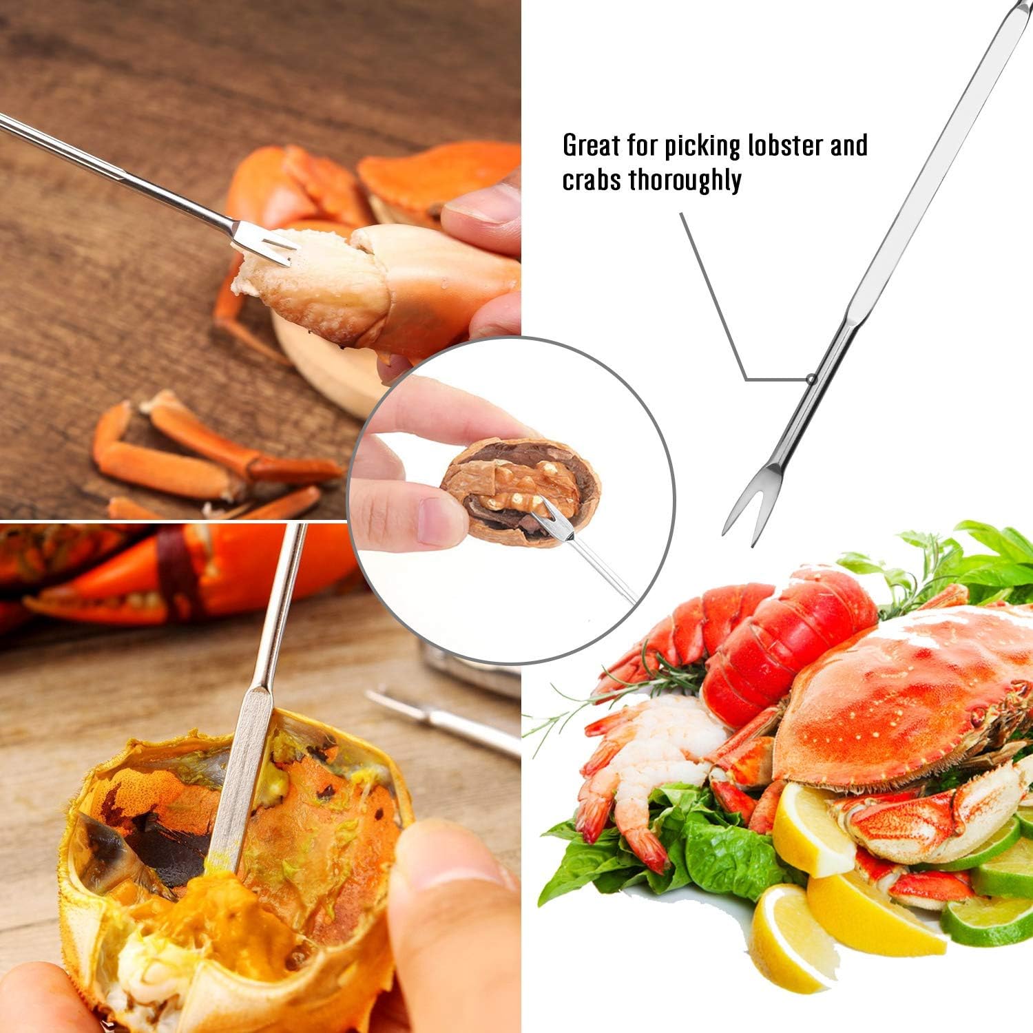 Hiware 13-piece Crab & Lobster Crackers and Tools Set Includes 4 Crab Leg Crackers, 4 Lobster Shellers, 4 Crab Forks/Picks and 1 Portable Bag - Dishwasher Safe: Kitchen & Dining