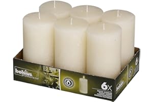Bolsius Rustic Set of 6 Pillar Candles 2.75X 5 Inch Ivory - Romantic Unscented Dripless Dinner Decoration Table Candles Moder