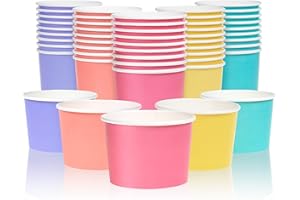 MATICAN 50-Pack 9-oz Paper Ice Cream Cups - Disposable Dessert Bowls in 5 Pastel Colors