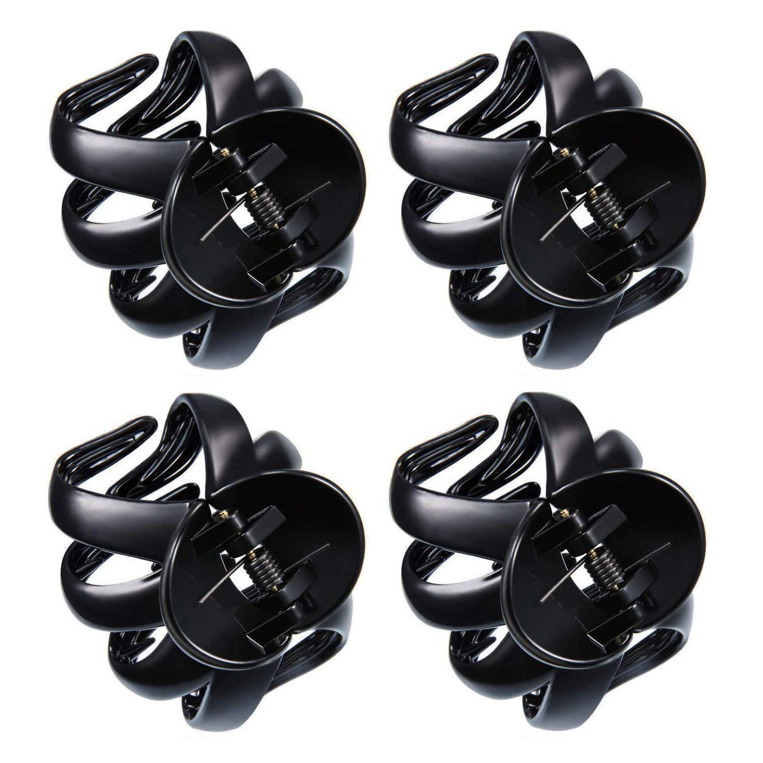 Hair Claw Clips for Women, 4 PCS Large Grips for Woman's Thick Hair, Non-Slip Barrette Ponytail Holder Clamps Hair Accessories for Women Ladies Girls Black 5 * 8cm