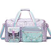 Kids Duffle Bag Girls Overnight Bag for Kids Dance Bags for Girls Travel Bags for Kid Ages 9-12 with Shoe Compartment