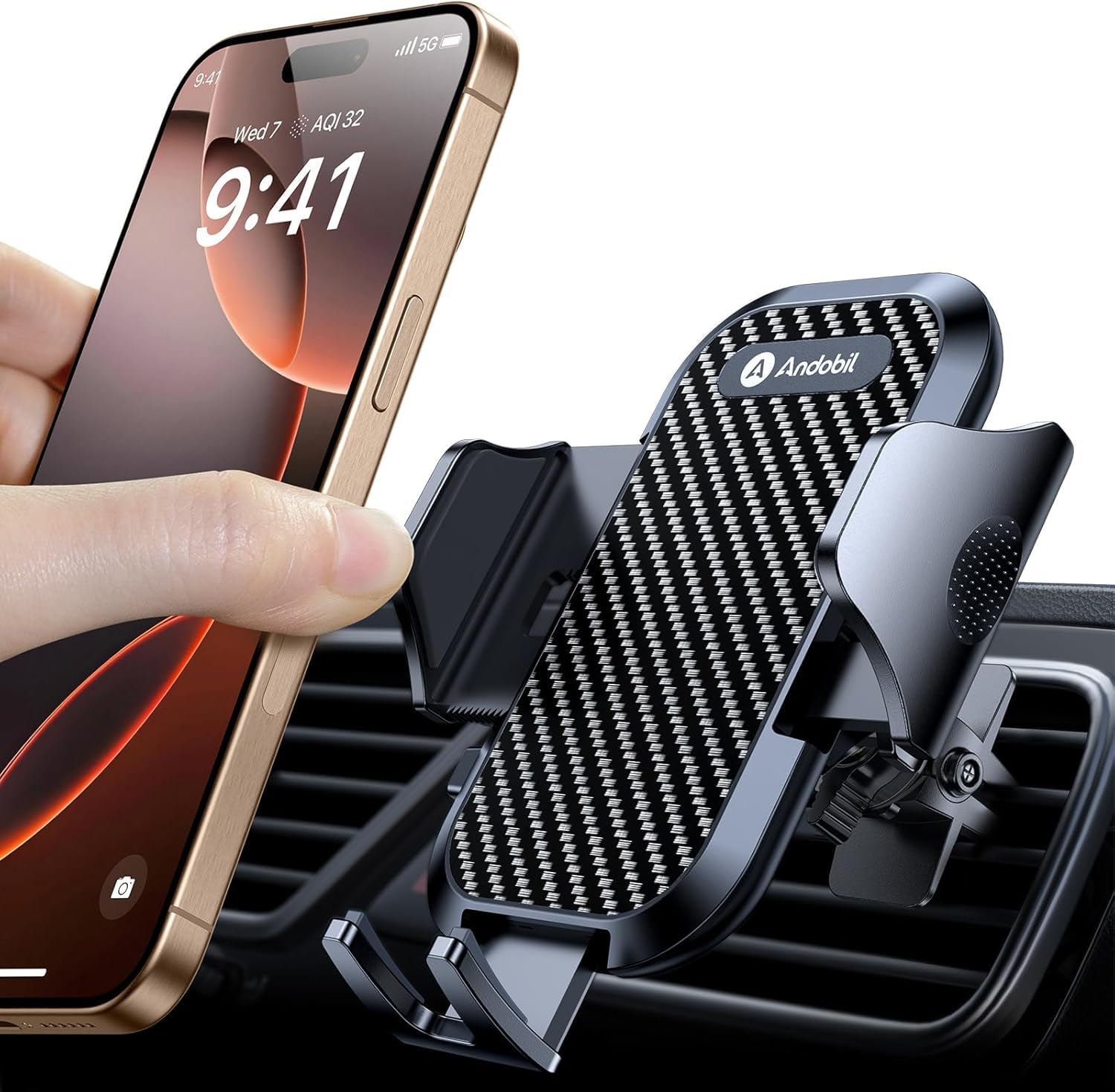 andobil Handyhalterung Auto Lüftung [2026 Neueste Lüftungsclip] Kfz Handy Halterung [100% Sicherer Griff ] 360° Drehbar Autohalterung Zubehör für iPhone 17 Pro Max Air 16 15 14 13 12 Galaxy S25 Ultra