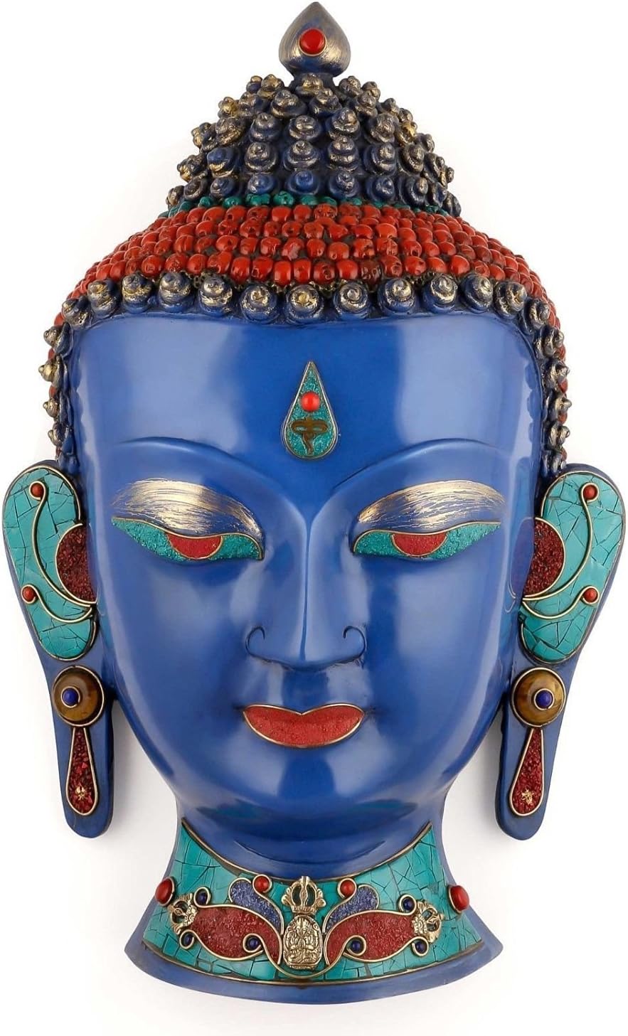 AapnoCraft Large Buddha Head Wall Hanging Buddha Blue Face Wall Sculpture With
