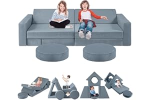 OSYKIU 2025 New Modular Kids Play Couch, 12pcs Toddler Sofa Couch Building Fort, Versatile 300+DIY Creativing Playroom Bedroom Furniture for Toddlers. Convertible Kids Sofa and Cushion for Boys and Girls