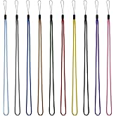 Falzqq 10 Pcs Thin Lanyard String Solid Color Neck Lanyard with String Loop 17.32 Inch Long Thin Neck Straps Thread Rope Lanyards for Pens, Phones, Keys, Cards, Whistles, ID Badges, and More
