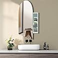 HESONTH 24x36 Arched Bathroom Medicine Cabinet Frameless Mirror Storage with Modern Cabinet Storage Rust-Resistant White Wall Mounted Vanity