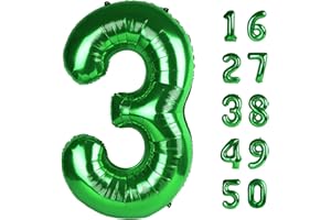 KELFUOYA 40 Inch Green 3 Number Balloons 3 Foil Mylar Jumbo Giant Big Large 31 Balloons Number 13th 31st Birthday Party Anniversary Decorations Supplies for Girl Women Balloon
