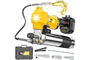 Cordless Grease Gun Compatible with DeWalt 20V Battery, 12800PSI High-Pressure, One-Hand Operation Grip, 39.4" Hose & 3 Coupl