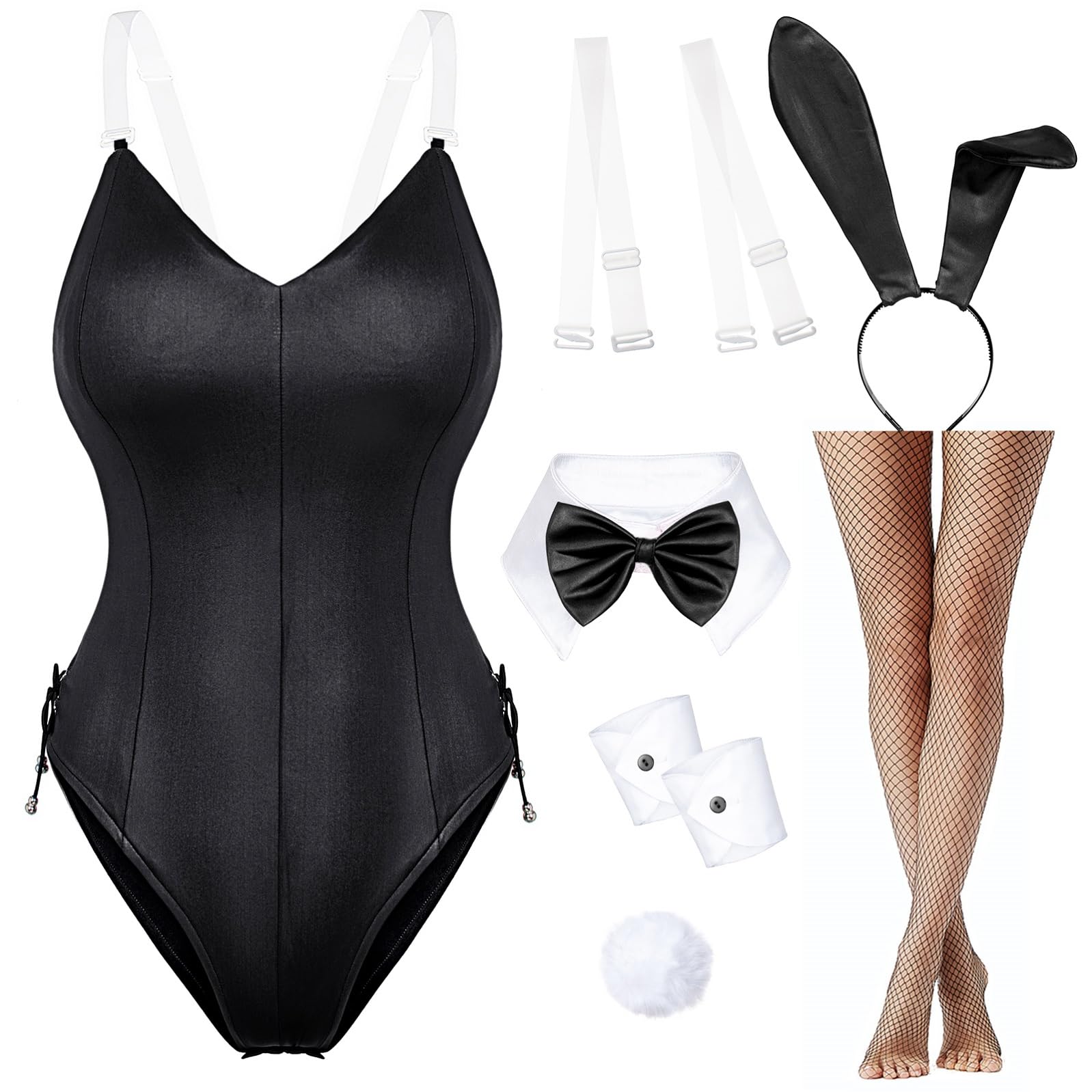 Womens Bunny Costume Girl Bodysuit Anime Role Costume Senpai Cosplay Bodysuit One Piece Stockings Set