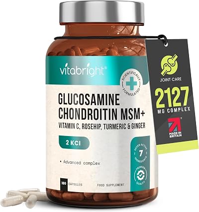 VitaBright Glucosamine Chondroitin MSM with Vitamin C Turmeric 180 Capsules