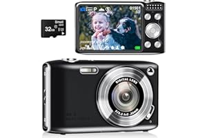 HIACINTO 48MP Point and Shoot Digital Camera with Macro Mode, 4K HD Compact Digital Camera with Flash 16x Zoom Anti Shake 2.88 inch IPS Screen Small Digital Camera 32GB SD Card for Teens Kids Seniors