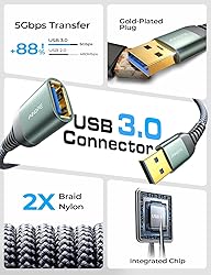 AINOPE 2 Pack USB Extensions Cable High Speed USB