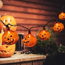 Lanternes Citrouille Halloween TEHAUX LED Sans Fil - 20x18x15.5 Cm - Décoration Intérieure Lumineuse Orange - Fonctionne Sur Piles