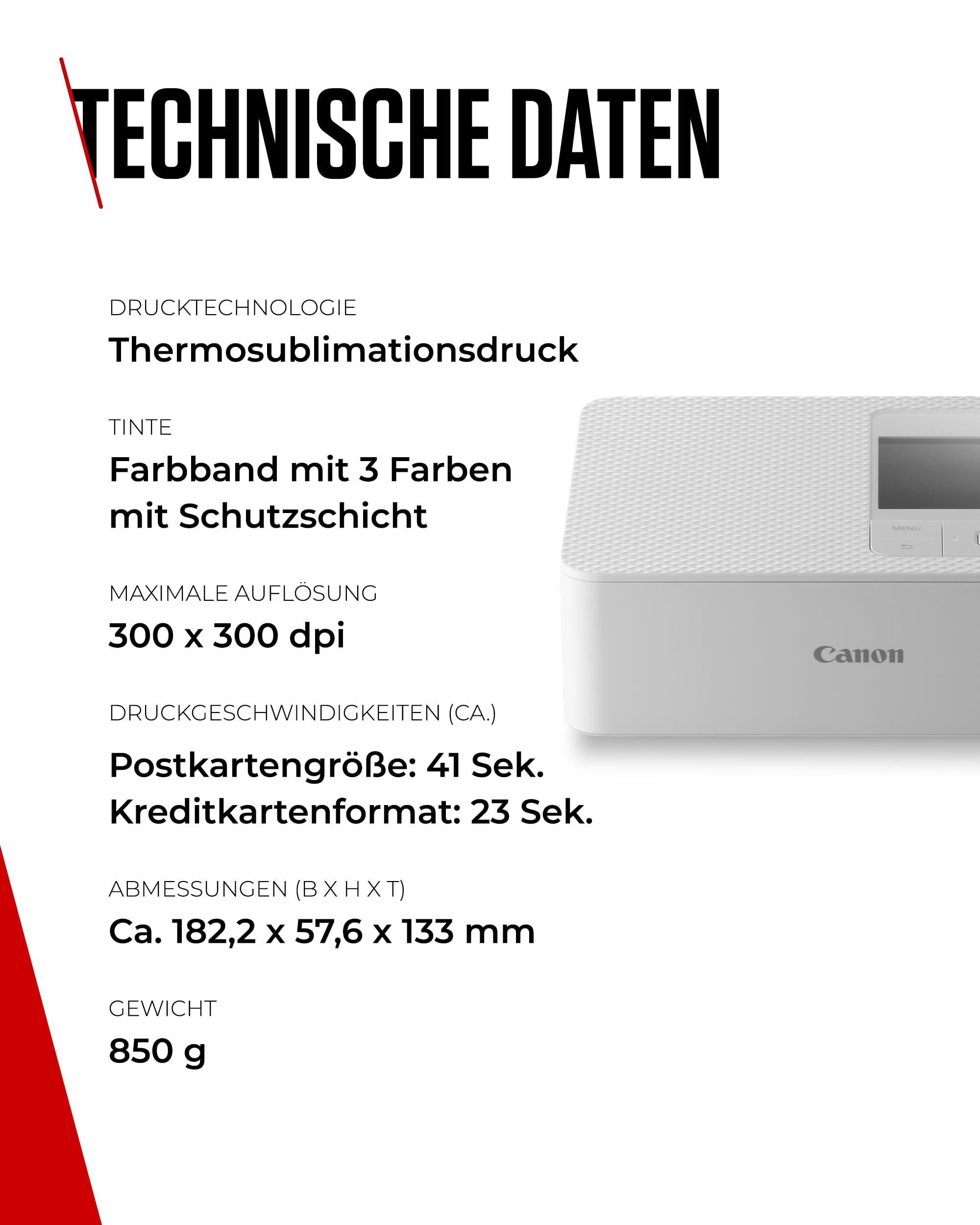 Canon SELPHY CP1500 Mini Fotodrucker mobil tragbar unterwegs (bis Postkartengröße 10x15cm, WLAN, Handy, kabellos, Thermosublimation, App, farbstabil 100 Jahre) weiß [ohne Farbband/Papier, ohne Akku] 8