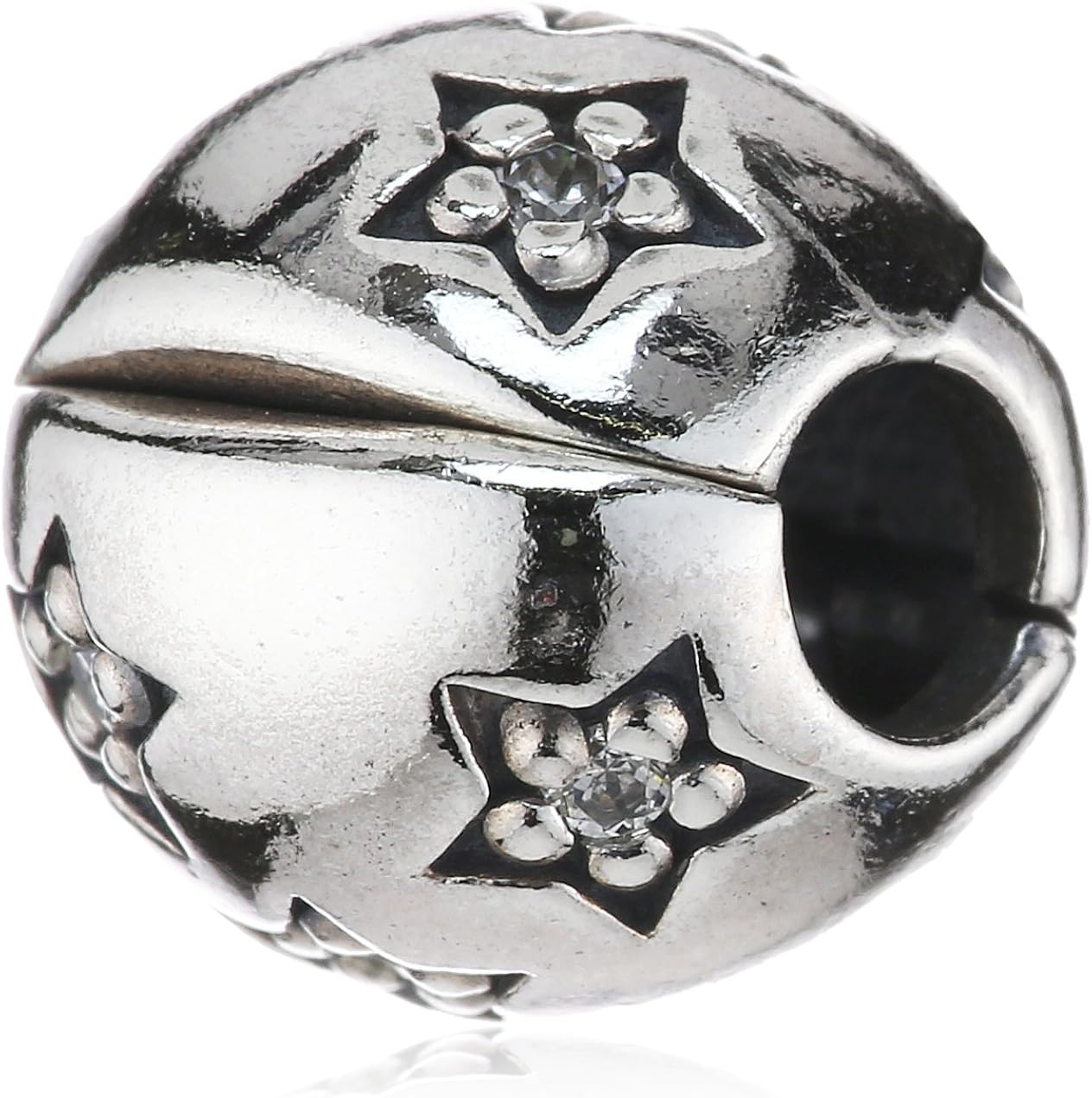 Materia Bead Glas Charm mit Batik Muster Wirbel Rot Weiß 830, Hülse aus 925 Sterling Silber Materia Bead Glas Charm mit Batik Muster Wirbel Rot Weiß 830, Hülse aus 925 Sterling Silber