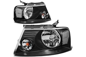 DNA MOTORING HL-OH-F1504-BK-CL1 Black Housing Headlights Replacement Compatible with 04-08 F-150/06-08 Mark LT