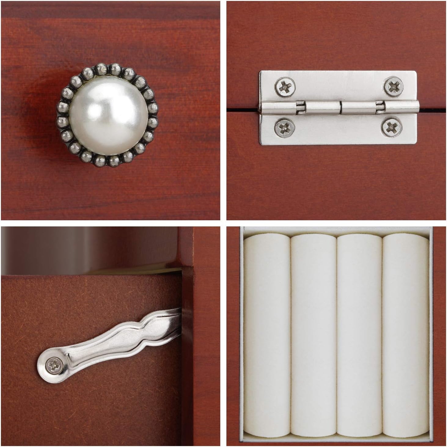 Solid Wooden Jewelry Box with Mirror and Drawer Brown: Home Improvement