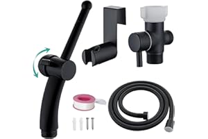 BARROCK Advanced Handheld Bidet Sprayer Set for Toilet, Bathroom Ergonomic Jet Bidet Spray Attachment Kit for Muslim Shower, Feminine Hygiene, Bathing Pets and Washing Baby Cloth Diaper, Matte Black