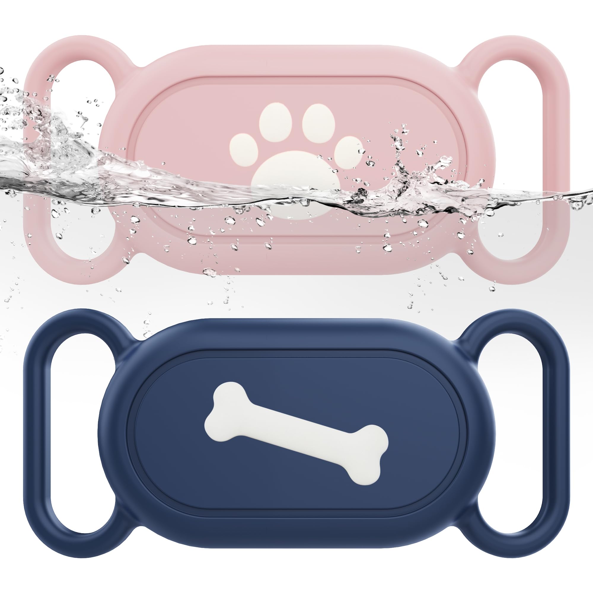 Photo 1 of Waterproof Silicone Case Holder for Galaxy Smarttag2, 2 Pack Pet Dog Cat Collars, Anti-Lost Scratch Resistant Holder Accessory Protective Cover for Samsung Galaxy Smart tag2 (Pink/Blue)
