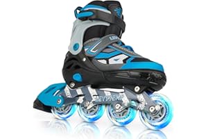 LEVYTEMP Adjustable Inline Skates, 4 Size Adjustable Outdoor Beginner Roller Skates for Adult, Men and Women
