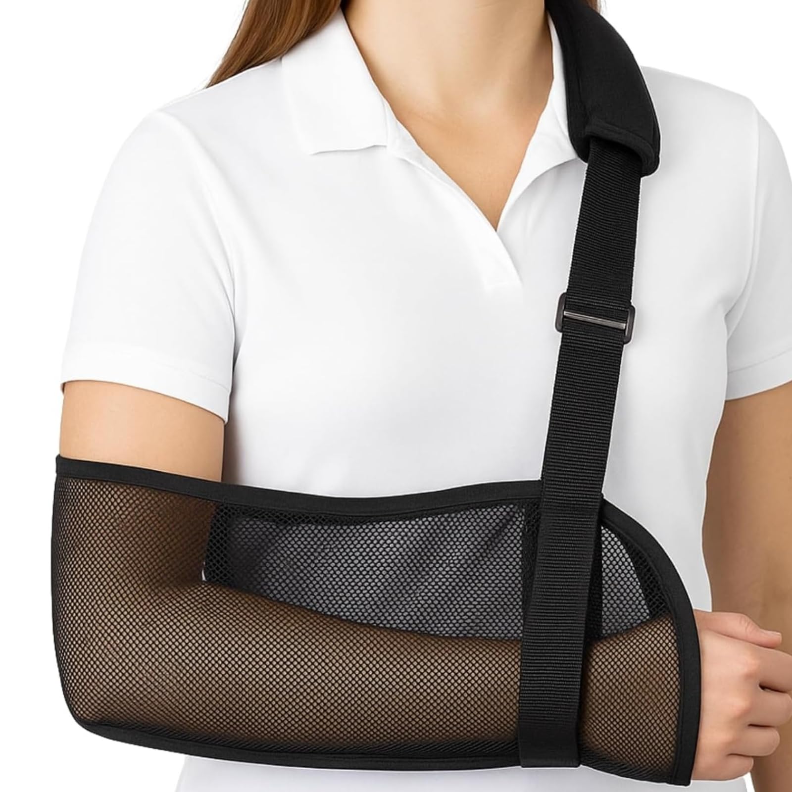 Vive Mesh Arm Sling for Shoulder Injury - Arm Support Brace for Showering - For Broken Wrist, Torn Rotator Cuff Injury, Fractures, Dislocations - Adjustable Waterproof Design - Fits Both Left/Right