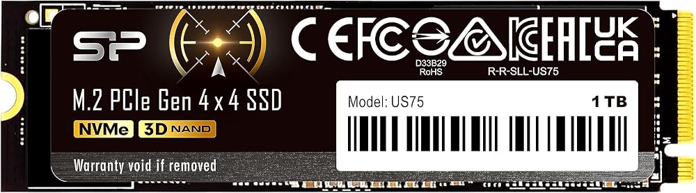 SP Silicon Power 1TB US75 NVMe Gen4 PCIe M.2 SSD 7000MB/s Read