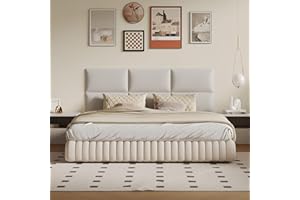 MAQQL 9-Piece Floating Headboard Kit - White Peel and Stick Wall Mount Headboard for Queen Size Bed, Upholstered Bed Backboard, 24" x 12" Panels, Artificial Leather